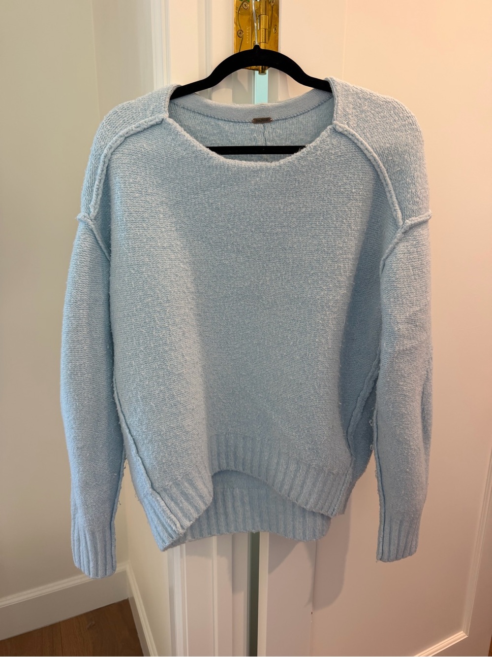 Free People Light Blue Cozy Crewneck Sweater